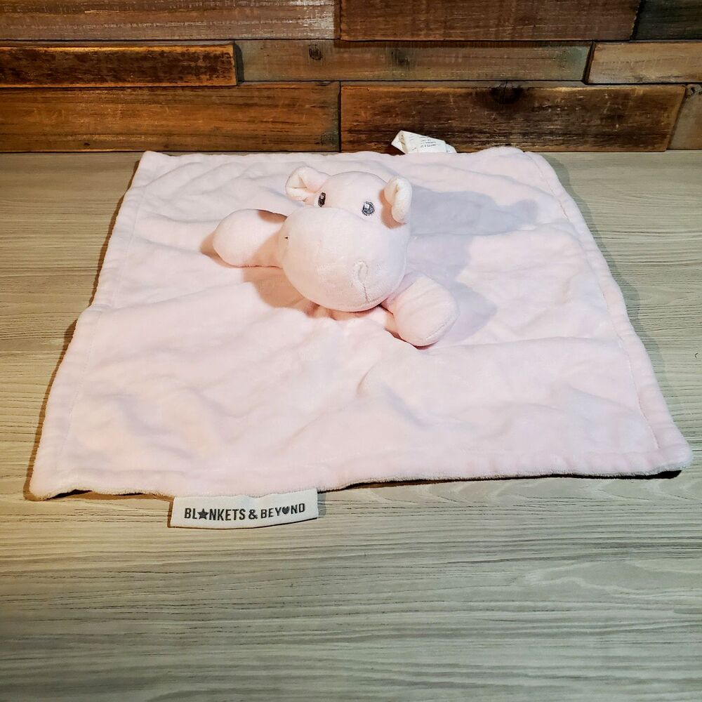 Blankets and Beyond Pink Hippo Lovey Security Blanket Baby Nursery Plush Toy
